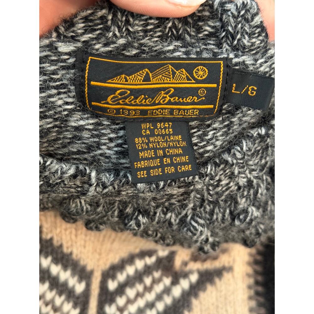 Vintage Eddie Bauer Knit Sweater Wool Crew Neck Multicolor Size Large - Picture 8 of 10